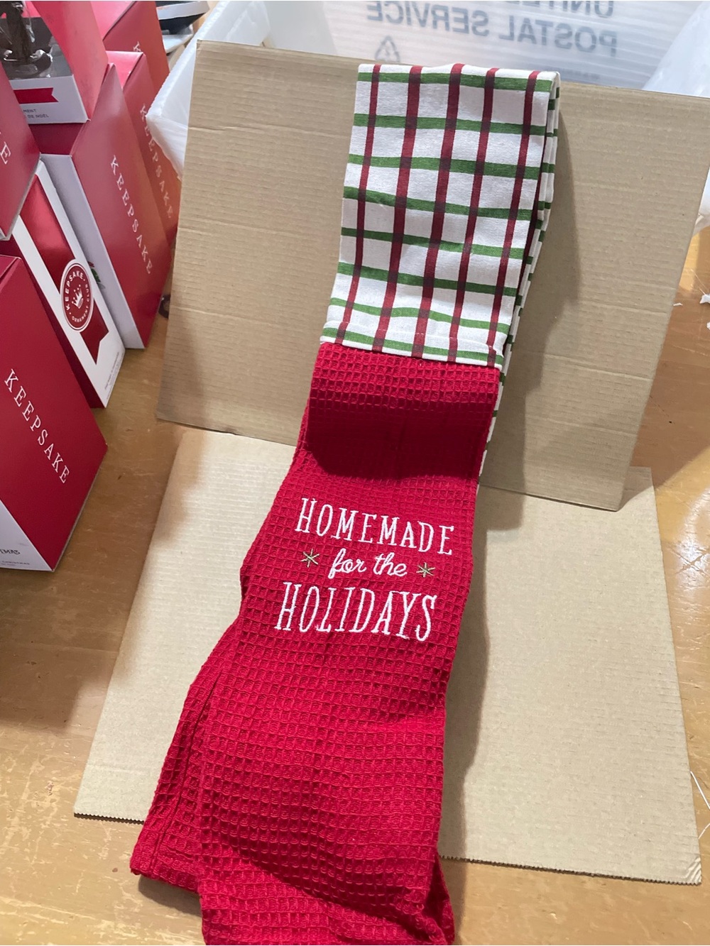Homemade for the Holidays Red and Green Kitchen Boa Towel - Holiday Plaid